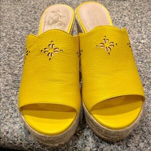 kate spade Yellow Mules with Floral Cutout Design and Thick Platform Sole